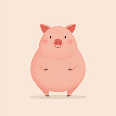 Fototapeta premium Pig character background with cute minimal style, copy space