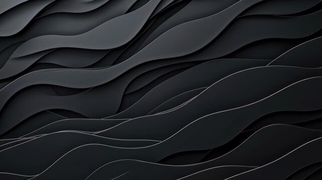 Abstract Black Wave Design: A captivating and modern design showcases layers of sleek, dark grey waves, creating a sense of depth and movement, perfect for conveying elegance and sophistication.