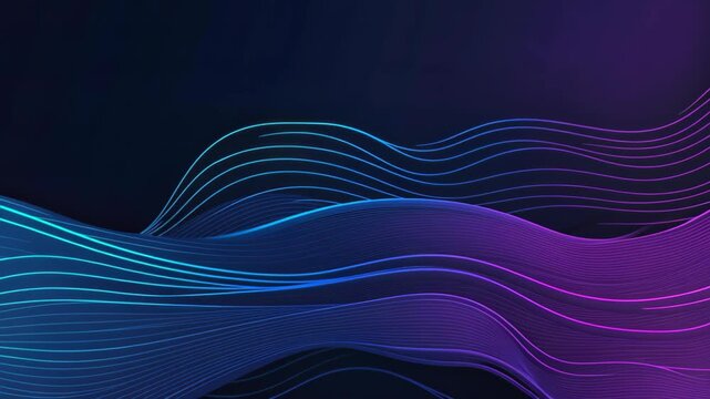 Abstract Wavy Lines: An immersive, dark background is elegantly interwoven with flowing, neon-blue and violet wavy lines, creating a mesmerizing visual journey. 