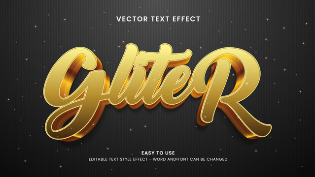 gliter editable text effect 3d vector