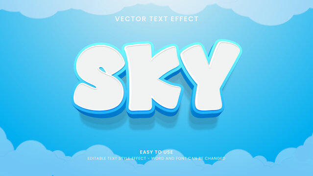 sky editable text effect 3d vector