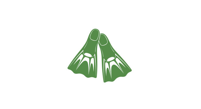 Green flippers for scuba diving gear.