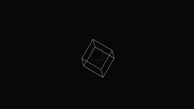 Rotating wireframe cube abstract animation