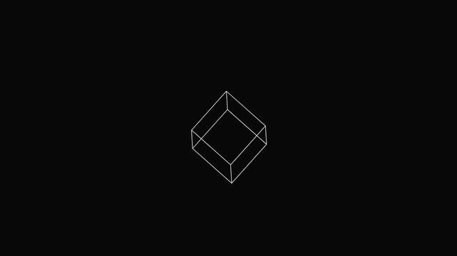 Rotating wireframe cube minimalist animation