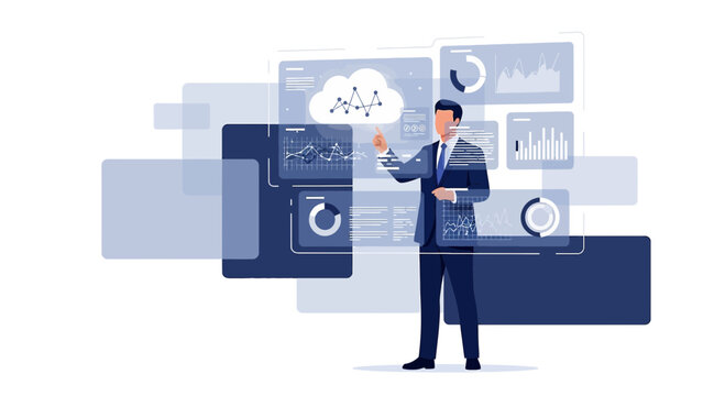 Data driven decision making concept with executive analyzing business insights for innovation and
