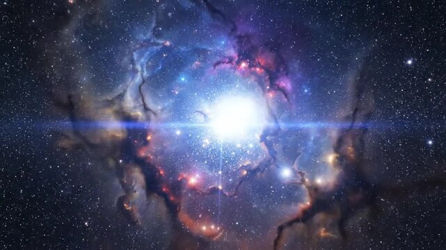 Vibrant Cosmic Nebula with Stars and Galactic Dust.