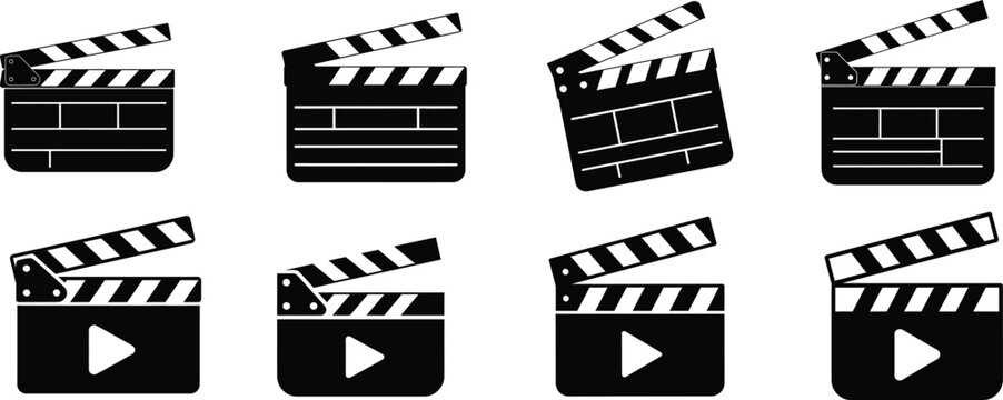 Video production and filmmaking icon set for media industry creative projects, digital content creation, and entertainment design applications