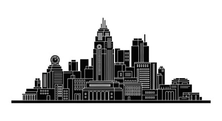 Fototapeta premium City Skyline Silhouette ? Minimalist Urban Architecture Vector Illustration