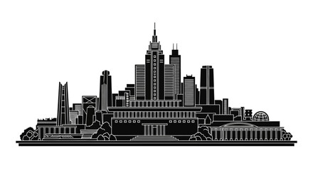 Obraz premium City Skyline Silhouette ? Modern Urban Architecture and Metropolitan Cityscape Design