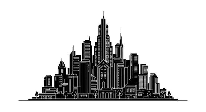 City Skyline Silhouette ? Minimalist Urban Architecture Vector Illustration