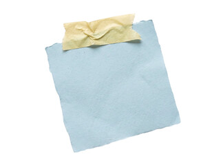 Naklejka premium Blank torn light blue square paper with yellow masking tape on a transparent background
