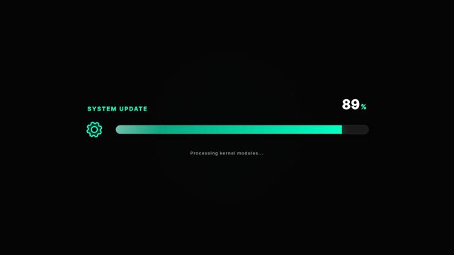 Green System Update Progress Animation with Status Indicator and Smooth Loading Effect for Software Upgrade UI Interface Design