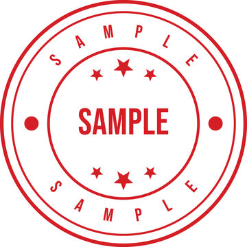 Red circular stamp with 'sample' text and decorative elements