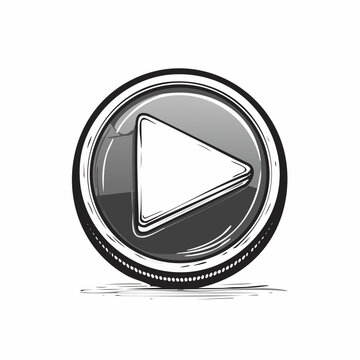 Hand Drawn Play Button Icon for Video and Audio Playback