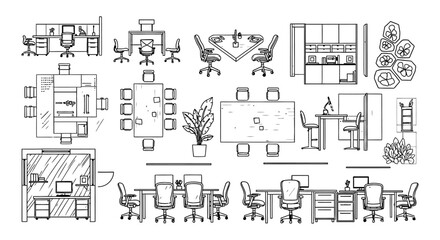 Obraz premium office layout and workspace blueprint illustrating modern interior design elements for efficient business planning and corporate environments.