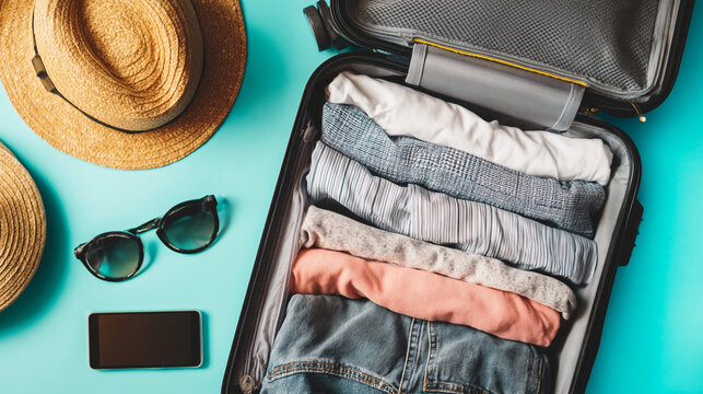 Packing for adventure essential travel gear home photo indoor top-down view traveling tips