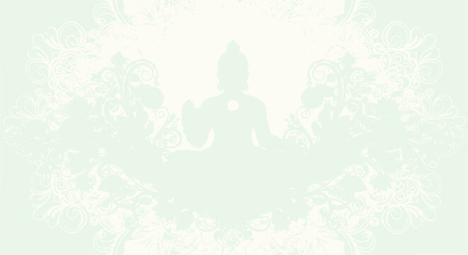 Meditating Buddha Silhouette with Ornamental Mandala Pattern