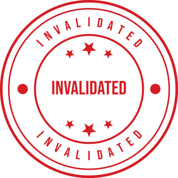 Invalidated stamp illustration a red circular seal with text and stars