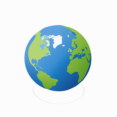 Fototapeta premium Stylized Globe Illustration Showing Continents and Oceans With Subtle Shadow and Light Effect