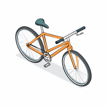 Orange Modern Bicycle Illustration With Clean Lines And Isometric Perspective