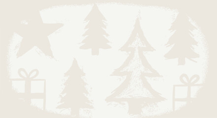 Obraz premium Festive Christmas Tree and Gift Pattern Background, Subtle Holiday Design