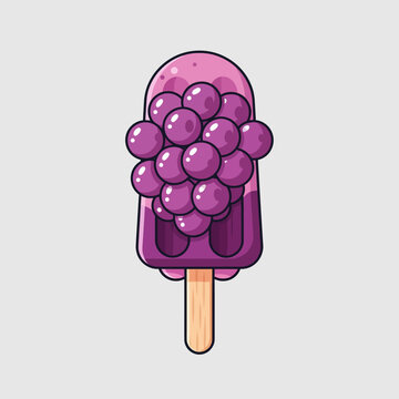 Delicious Grape Popsicle with Fresh Grapes on Top.