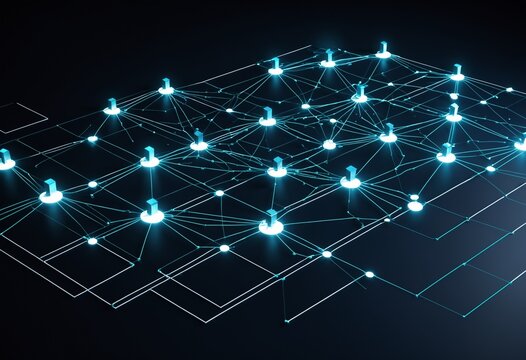 Futuristic zero trust network architecture and resilient digital infrastructure with secure interconnected nodes on dark background