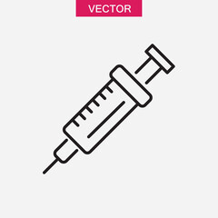 Fototapeta premium Syringe Line Icon ? Injection Medical Outline Symbol.Injection Syringe Icon ? Medical Treatment Outline Design..eps