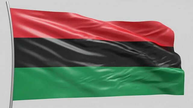 A waving flag with three horizontal stripes of red, black and green colors