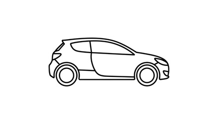 Obraz premium Outline of a modern hatchback car isolated on white background