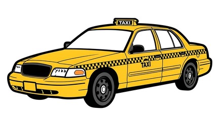 Fototapeta premium Iconic Yellow Taxi Cab Illustration Symbolizing Urban Travel and City Transportation Services