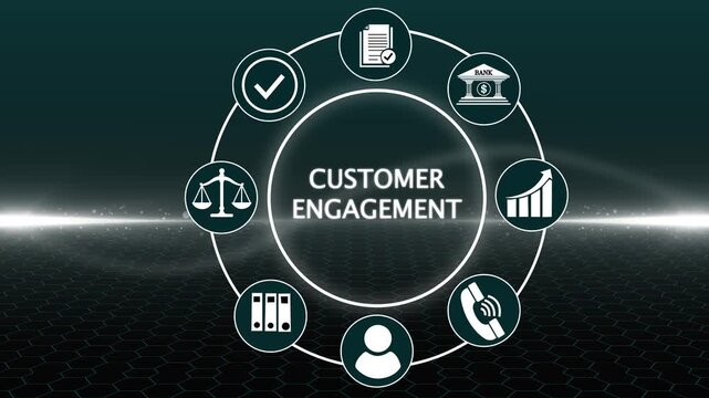 Business, Technology, Internet and network concept. Shows the inscription: CUSTOMER ENGAGEMENT. Abstract business graph technology 4k video animation