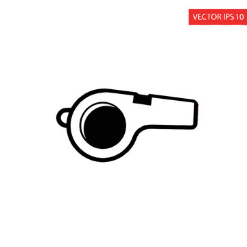 Black and white referee whistle icon.