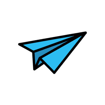 Blue folded paper airplane icon.