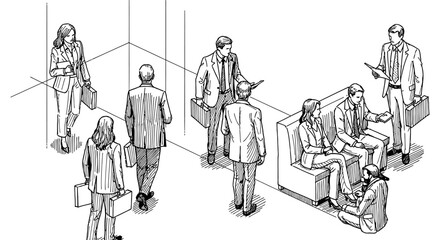 Obraz premium business people and professionals engaging in corporate office interactions illustrating modern work life and networking.