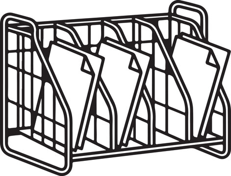 Desktop wire file organizer for office document storage vector graphic.
