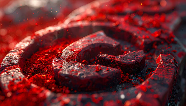 Abstract red textured object macro shot