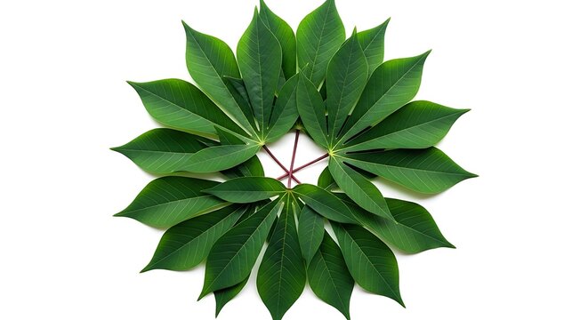 Green leaves circular natural pattern.