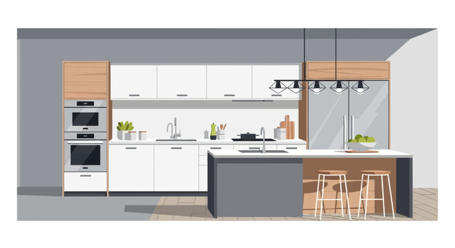 Modern Kitchen Interior Design with Island and Appliances 2.