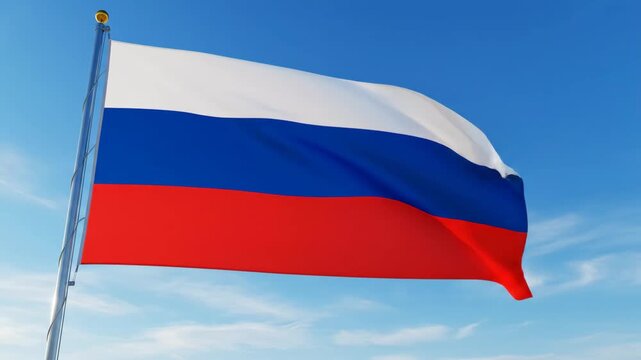 wavin russia flag Slow motion. smooth wave static camera shot