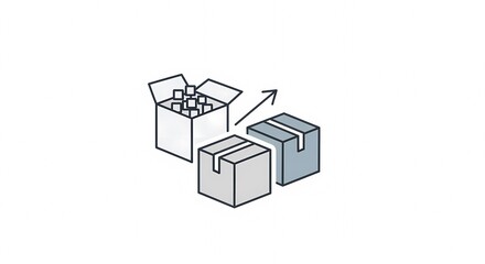 Naklejka premium Illustration of Boxes Being Packed and Shipped.