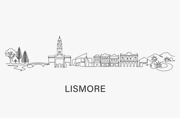 Fototapeta premium Flat Design one line without breaking the Lismore city.