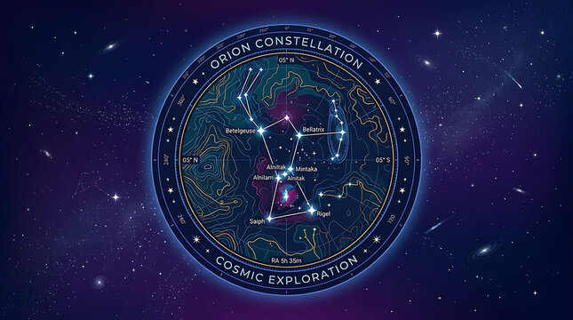 Orion Constellation Star Map Cosmic Exploration Infographic