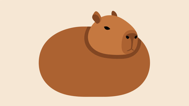 Capybara Rodent Mammal Cartoon Character Animal.