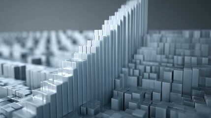 Obraz premium Abstract geometric landscape with reflective cubes and bars representing modern technology and digital aesthetics in a futuristic environment