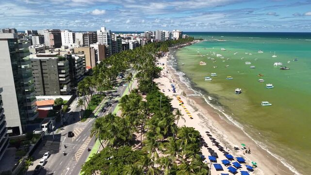 Aerial view of Ponta Verde Beach, Macei&oacute;, Alagoas, Brazil