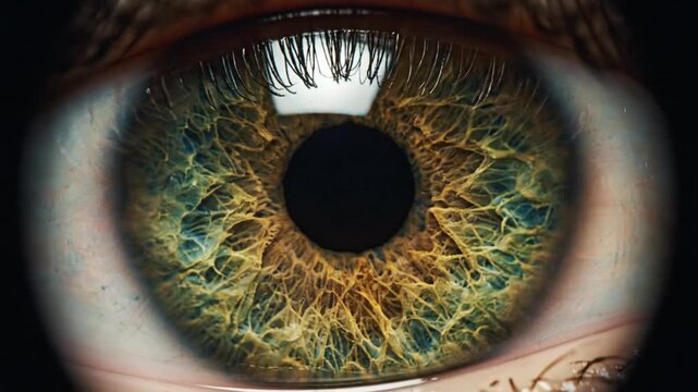 Extreme Close Up of Human Eye Iris and Pupil Detail.