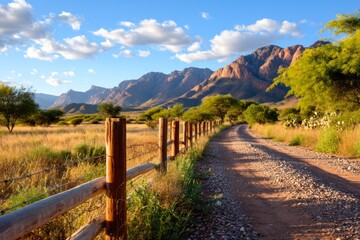 Fototapeta premium Serene Western Landscape with Soft Daylight and Minimal Shadows Enhancing Natural Beauty of Rural Scene