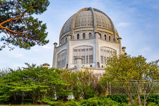 Baha'i House of Worship at Dusk in Wilmette Illinois