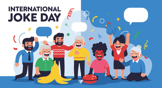 People celebrating International Joke Day with laughter and happiness
